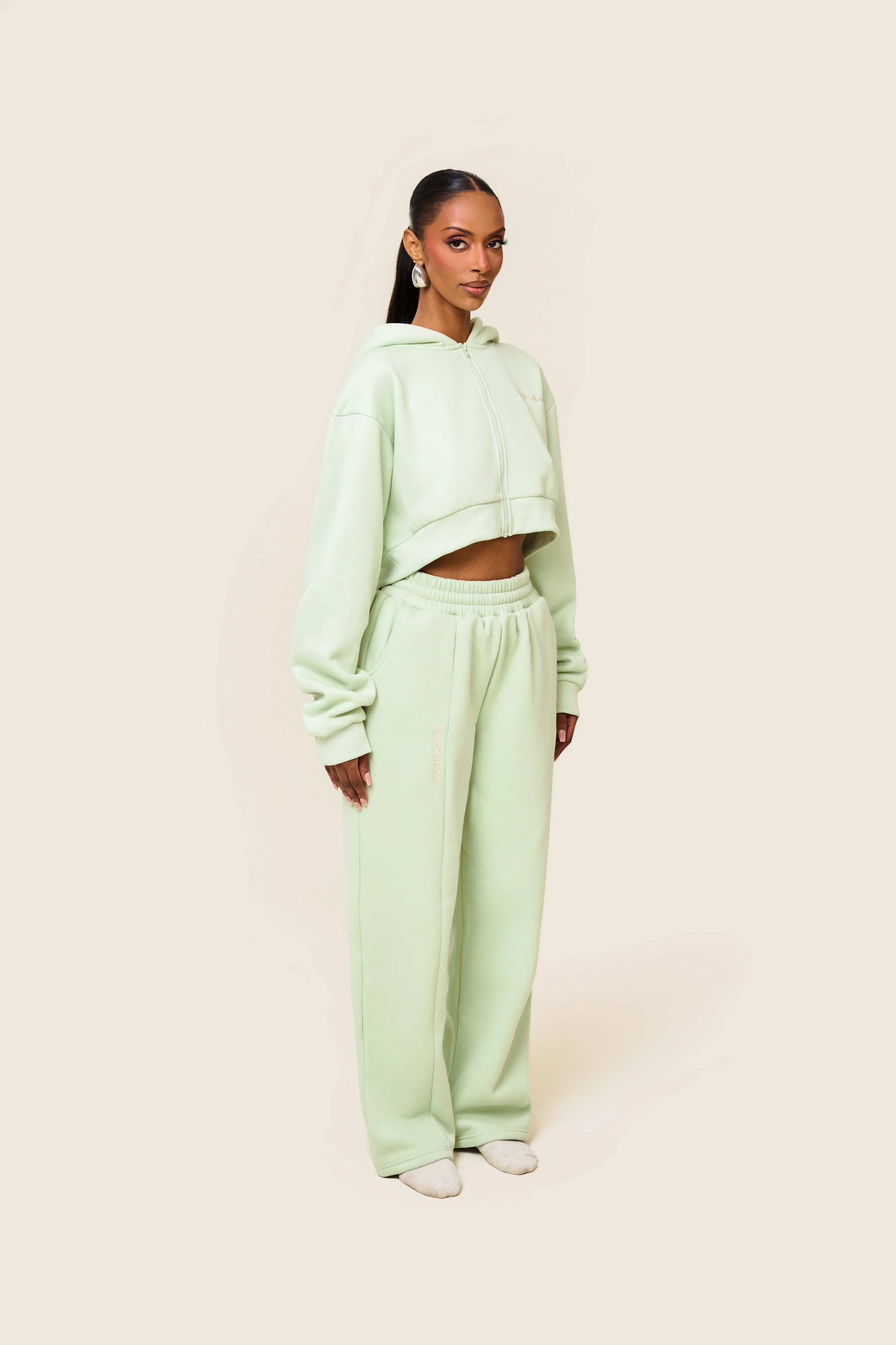 The Essentials Cropped Jacket in Sage - Image 2