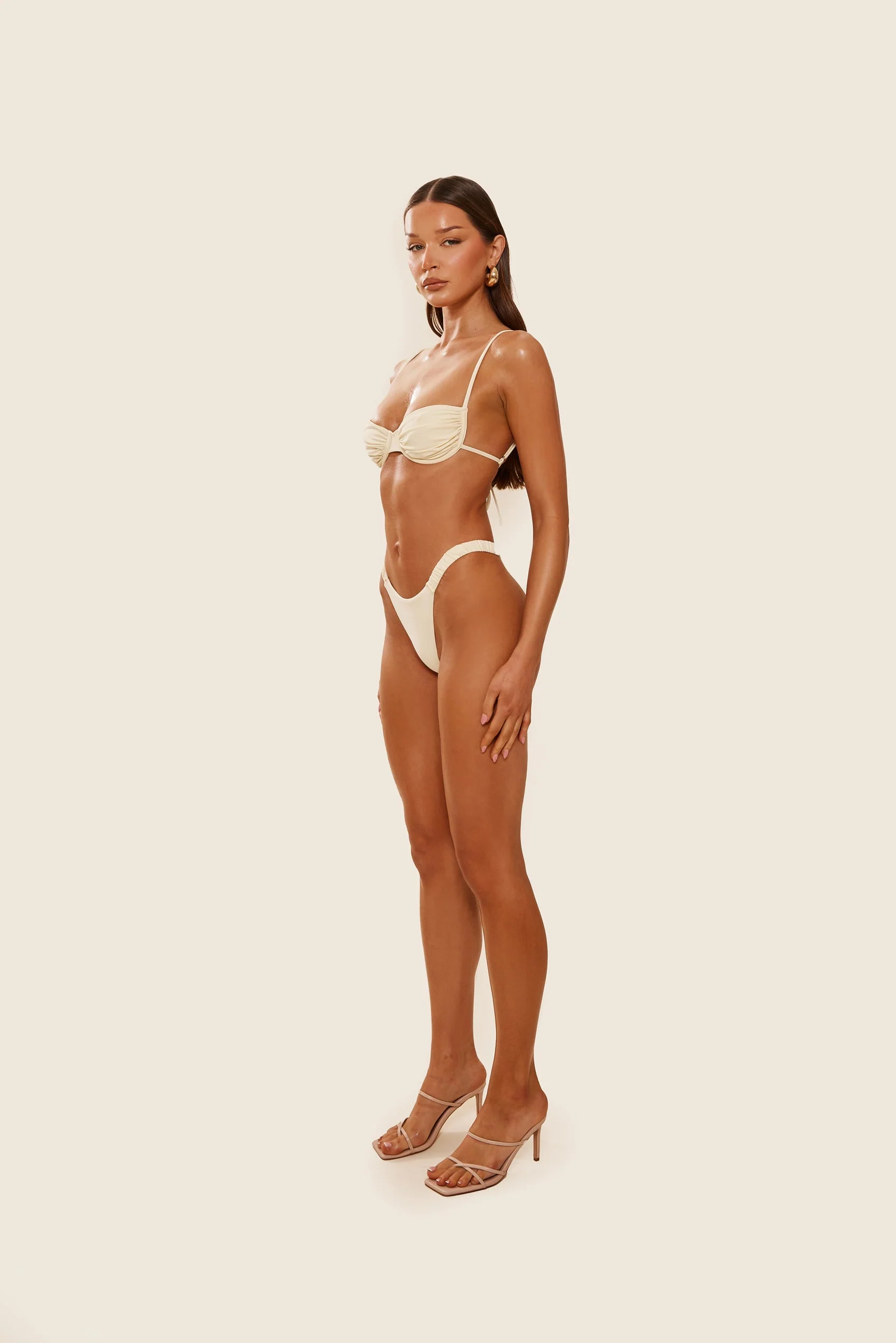 The Ruched Cup Bikini in Cream - Image 2
