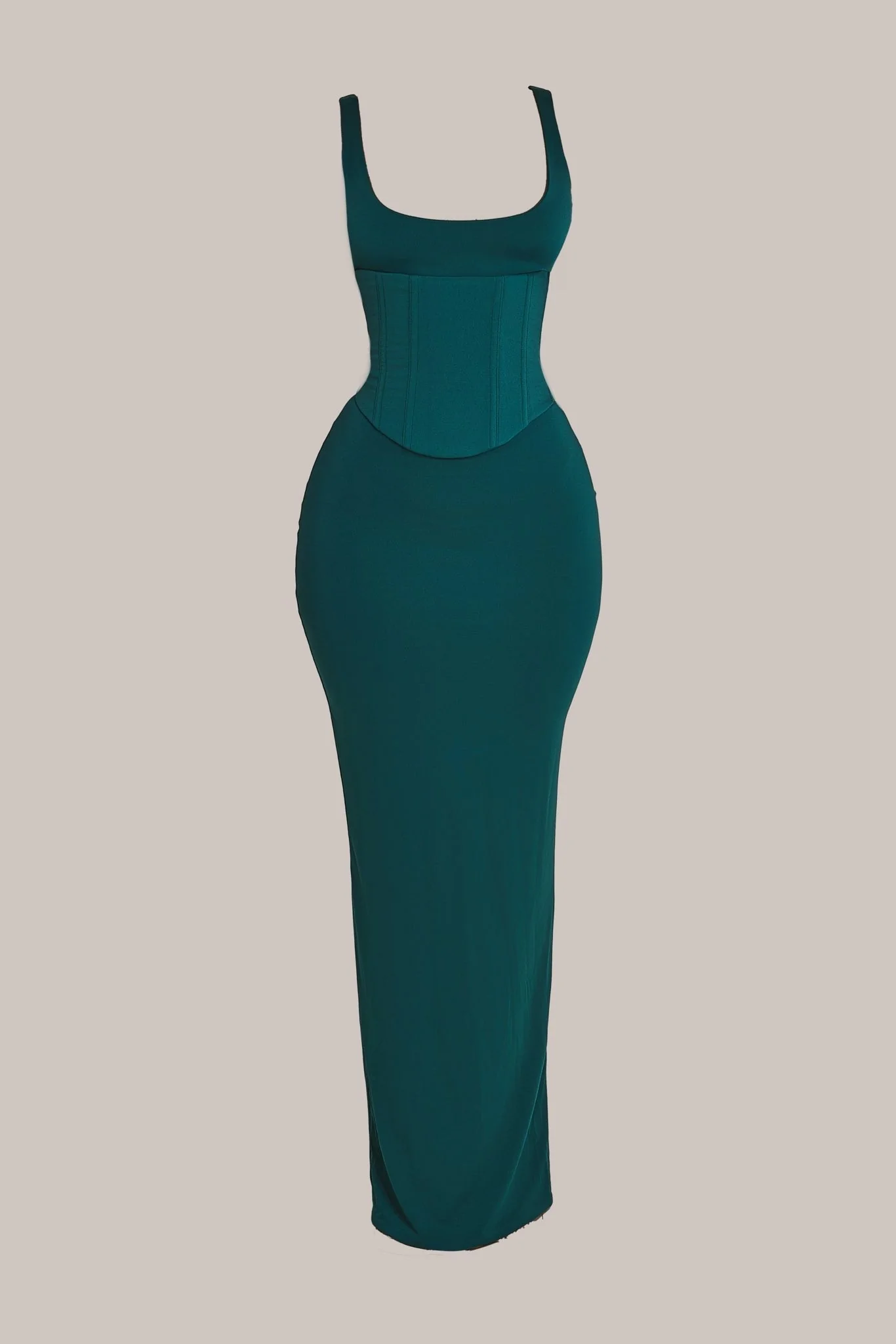 The Sandra Scoop Corset Maxi Dress in Teal - Image 13