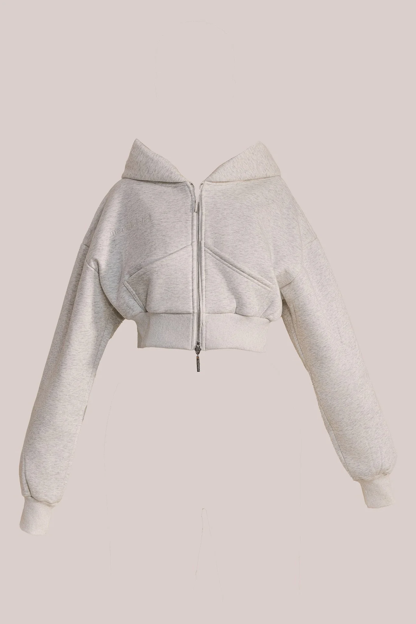 The Classics Cropped Zip Hoodie in Grey Marl - Image 6