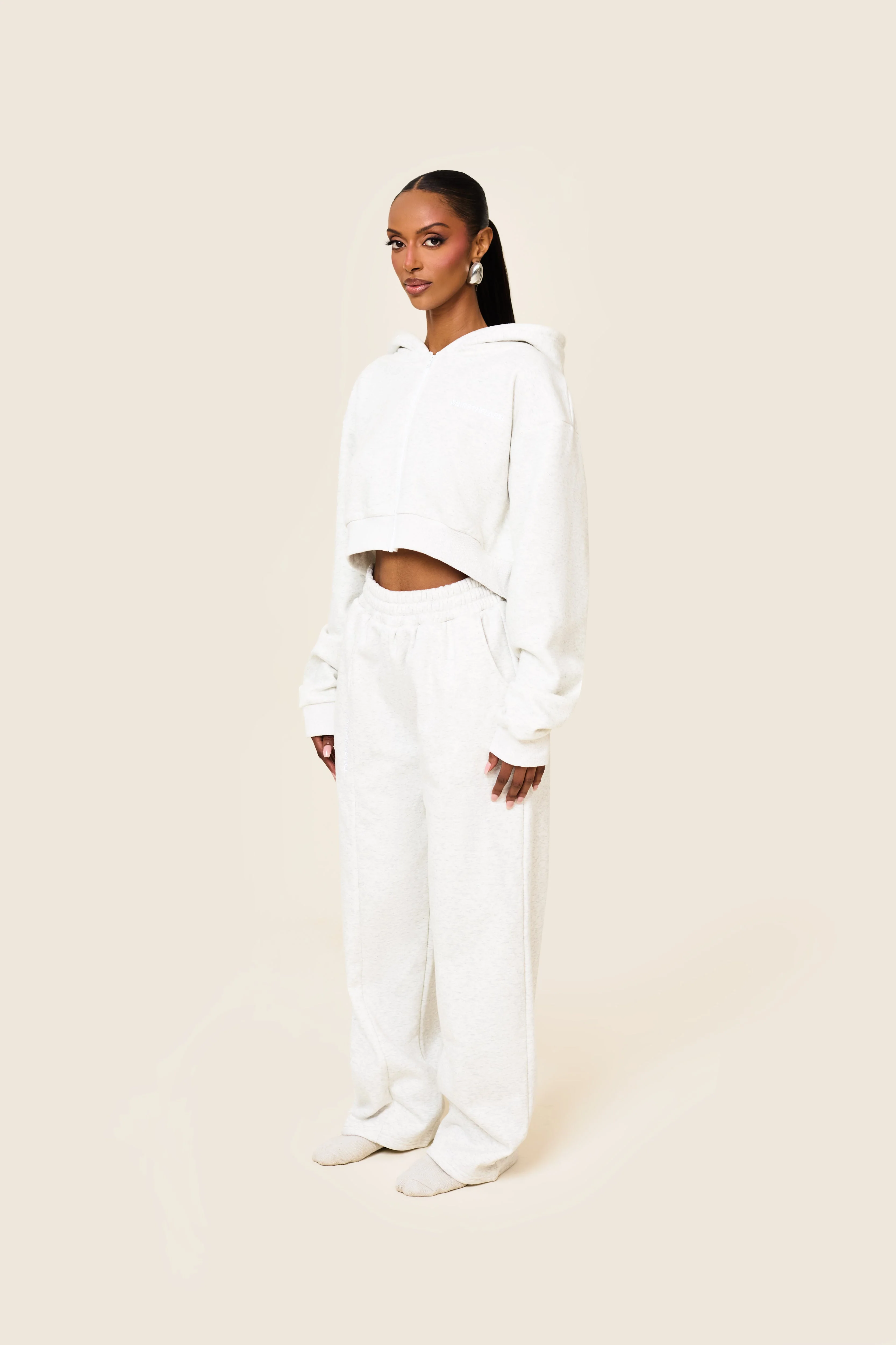 The Essentials Cropped Jacket in Marl Grey - Image 3