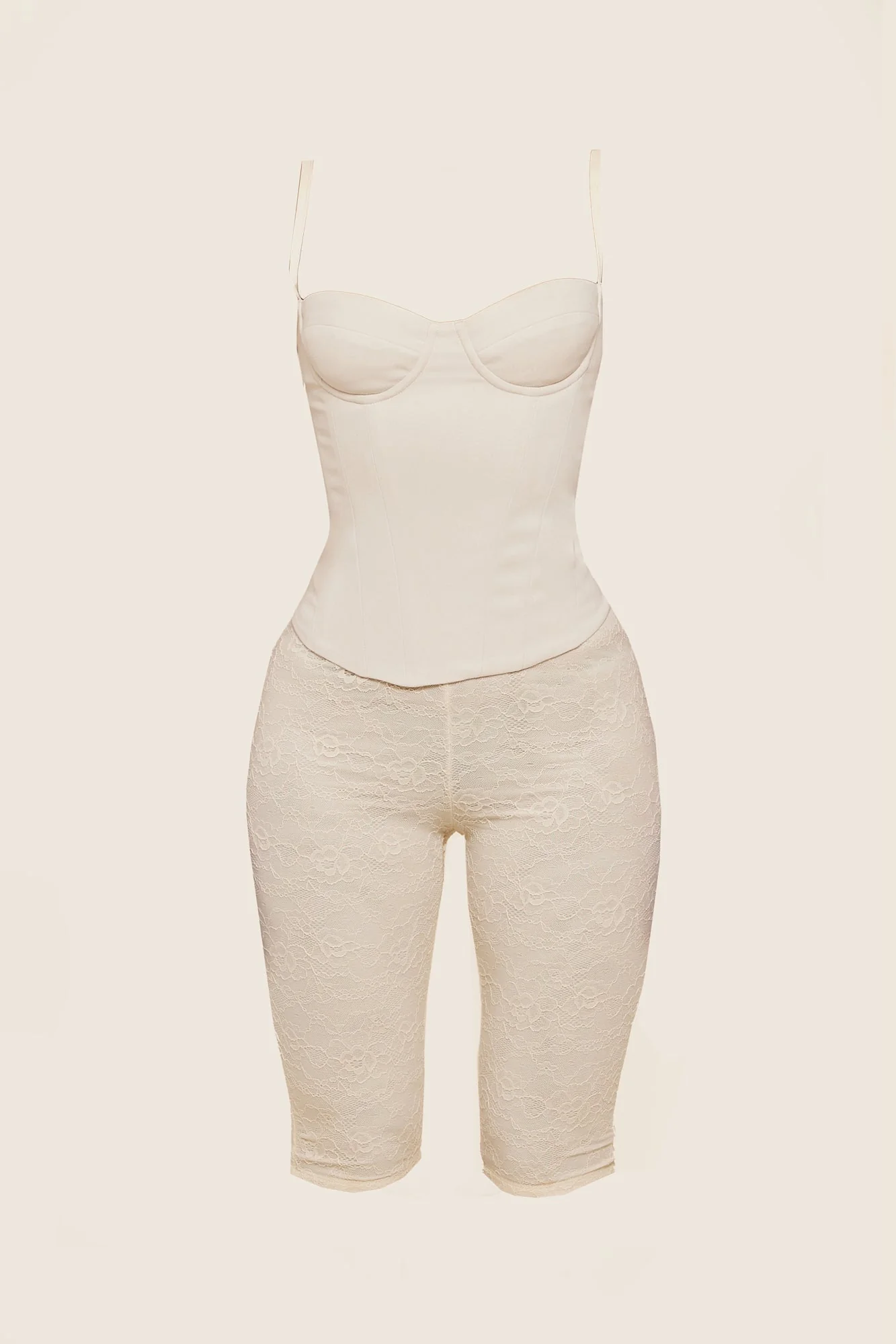 The Everly Lace Up Corset Top in Off White - Image 26
