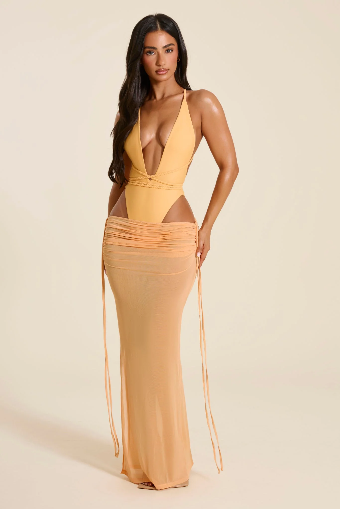 The Fishtail Swimsuit in Light Orange - Image 5