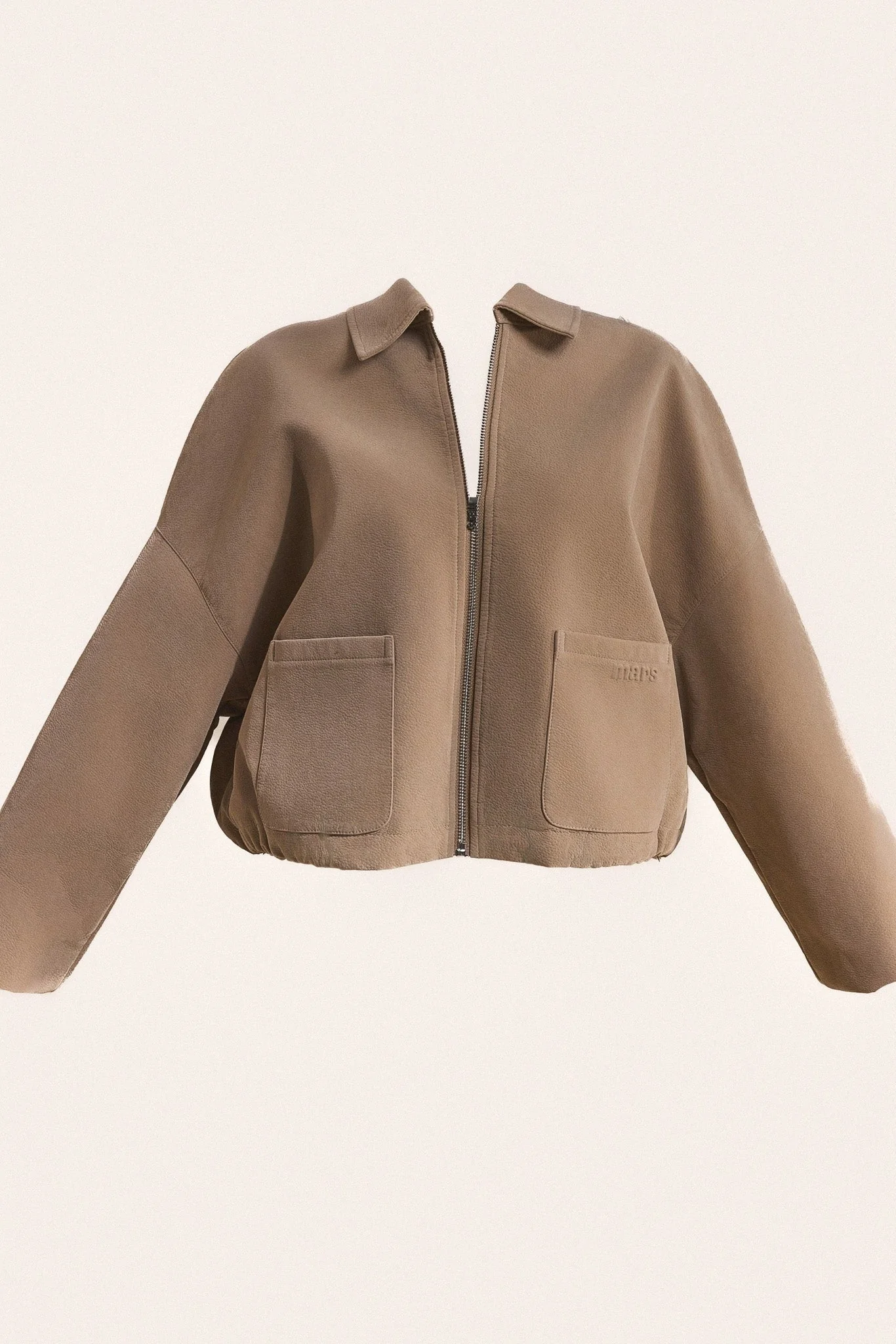 The Isla Faux Suede Cropped Jacket in Beige - Image 6