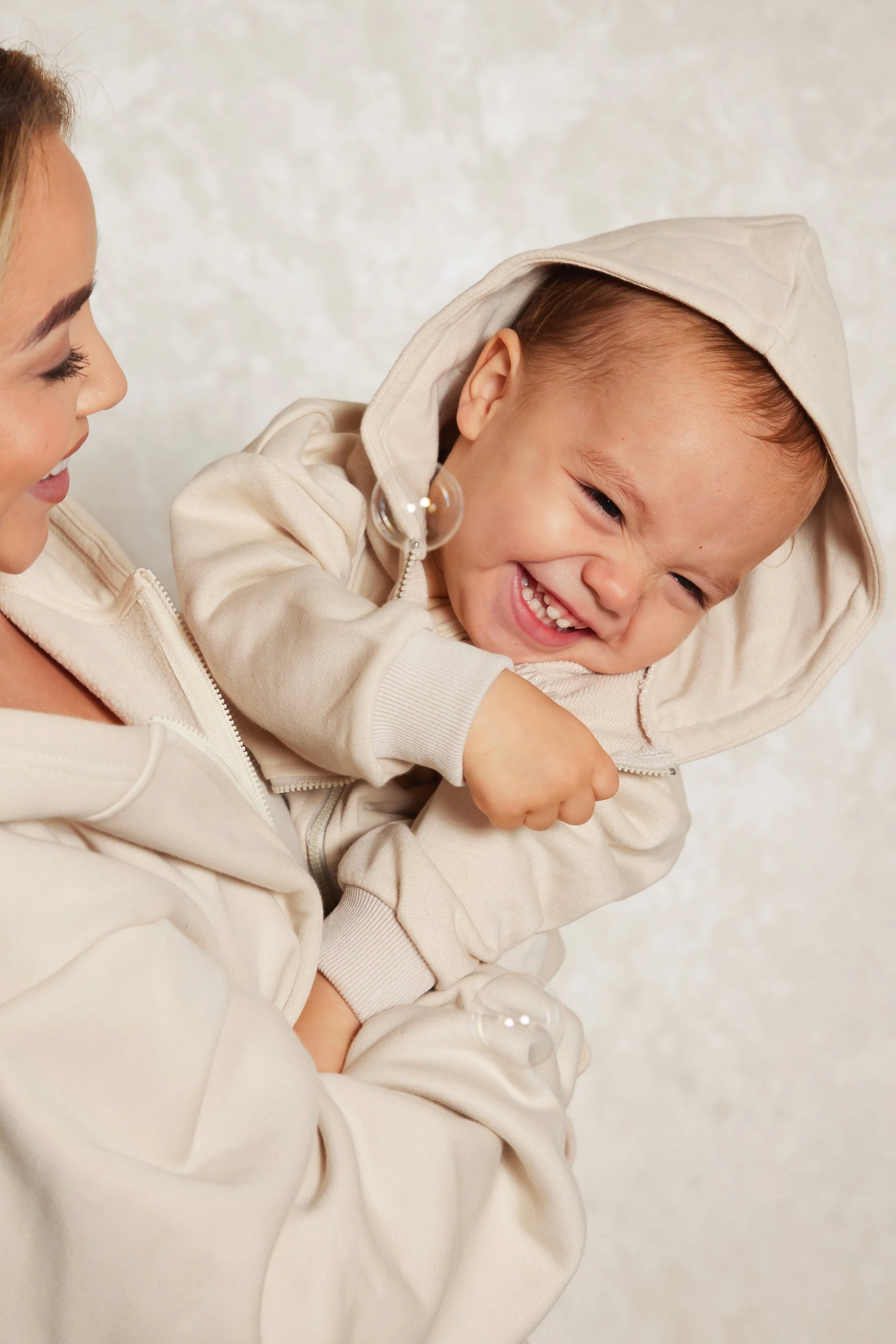 The Kids Essentials Zip Hoodie in Stone - Image 2