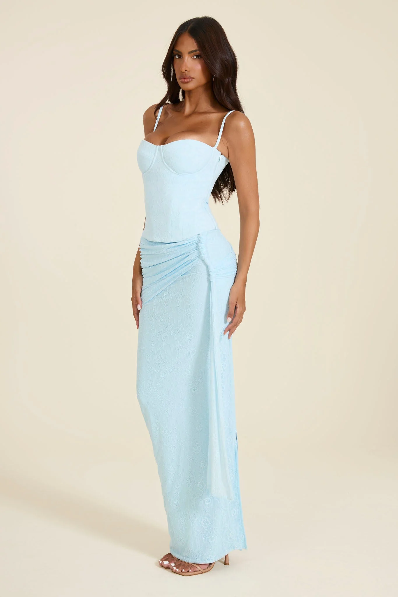 The Lexi Lace Corset Top in Baby Blue - Image 8