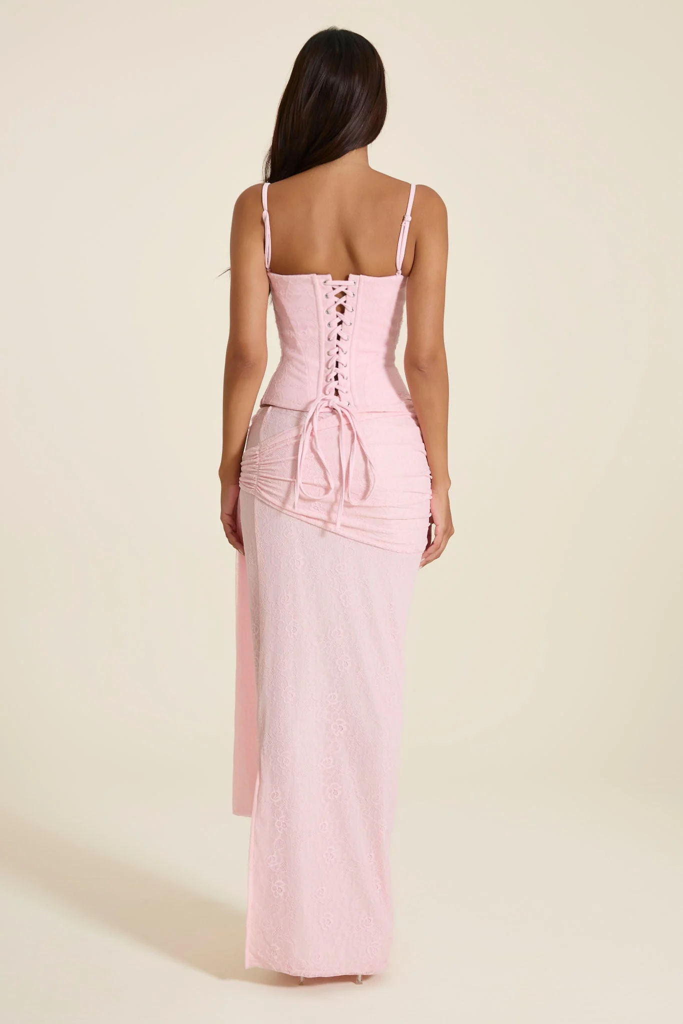 The Lexi Lace Corset Top in Pink - Image 6