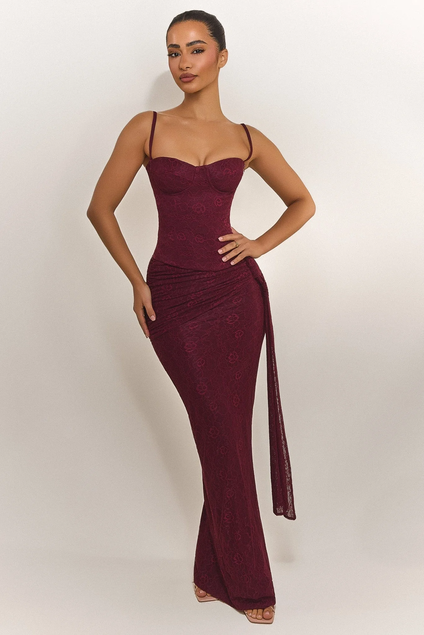 The Lexi Lace Corset Top in Plum - Image 2