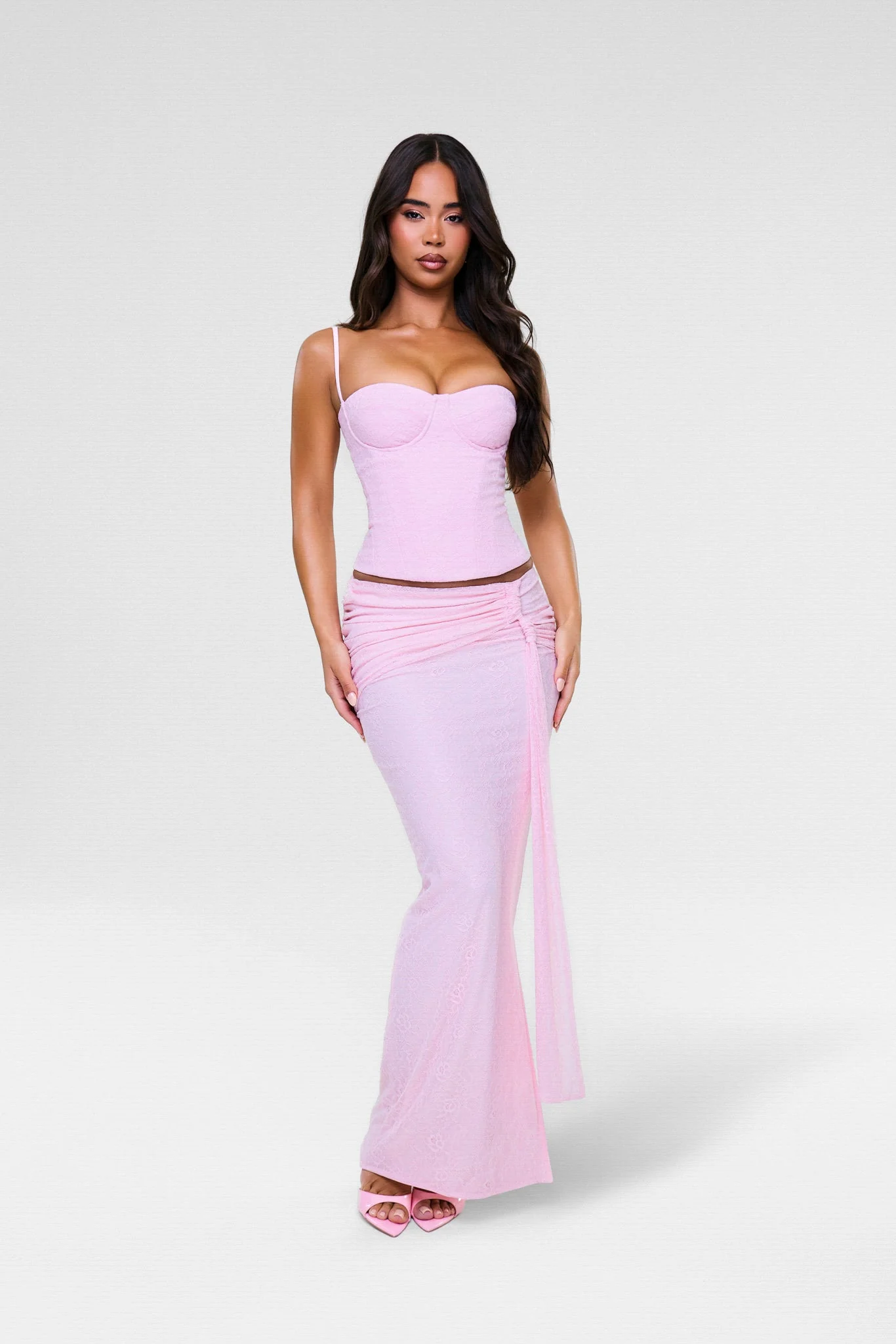 The Lexi Lace Maxi Skirt in Pink - Image 7