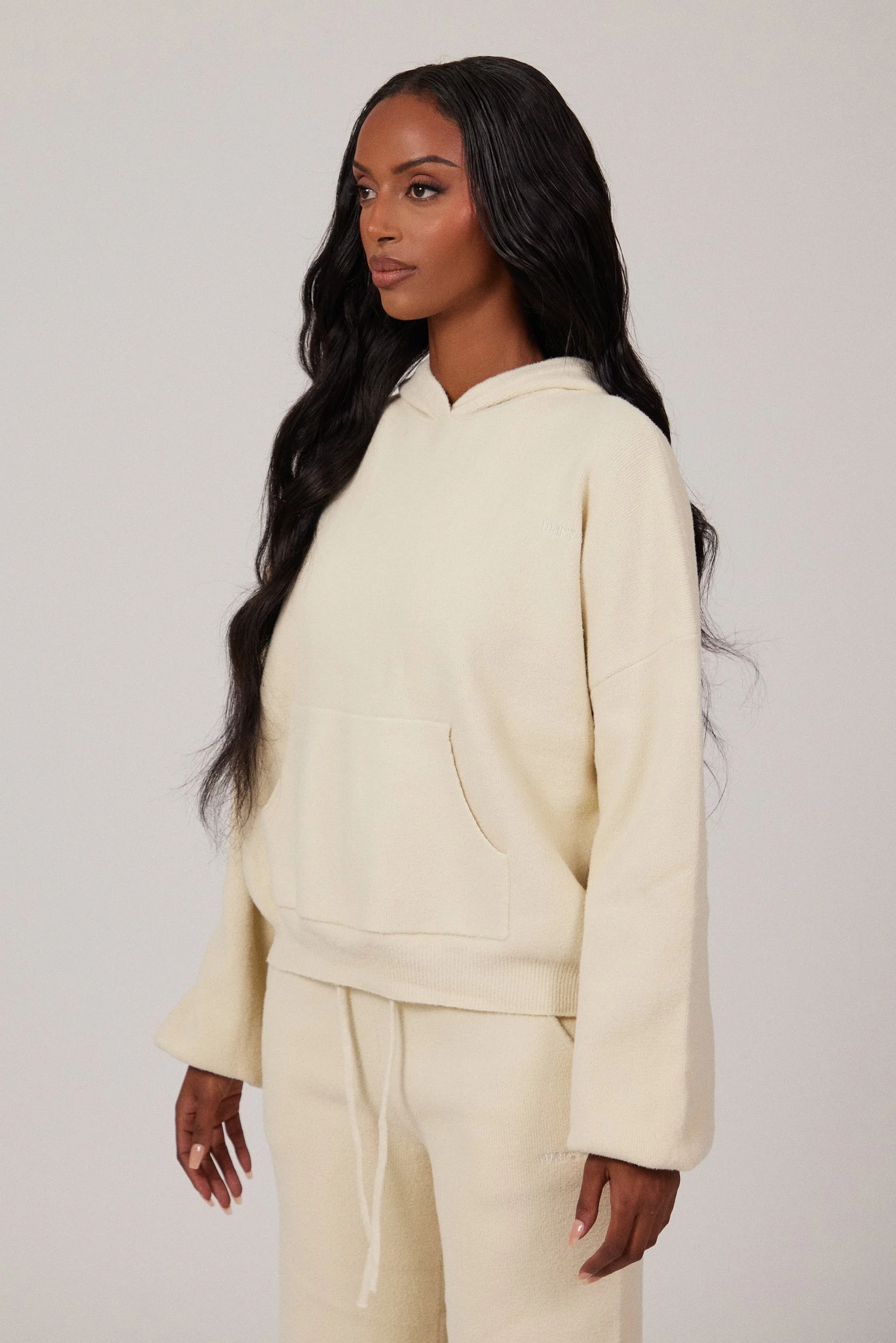 The Mars Soft Knit Hoodie in Cream - Image 2