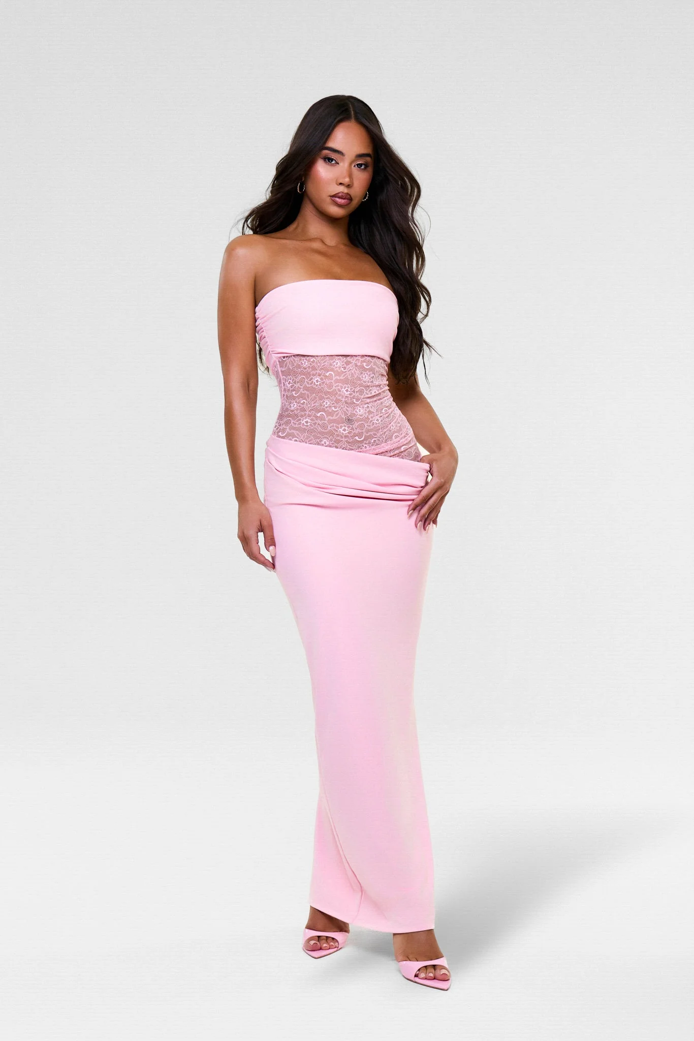 The Martha Lace Maxi Dress in Pink - Image 6