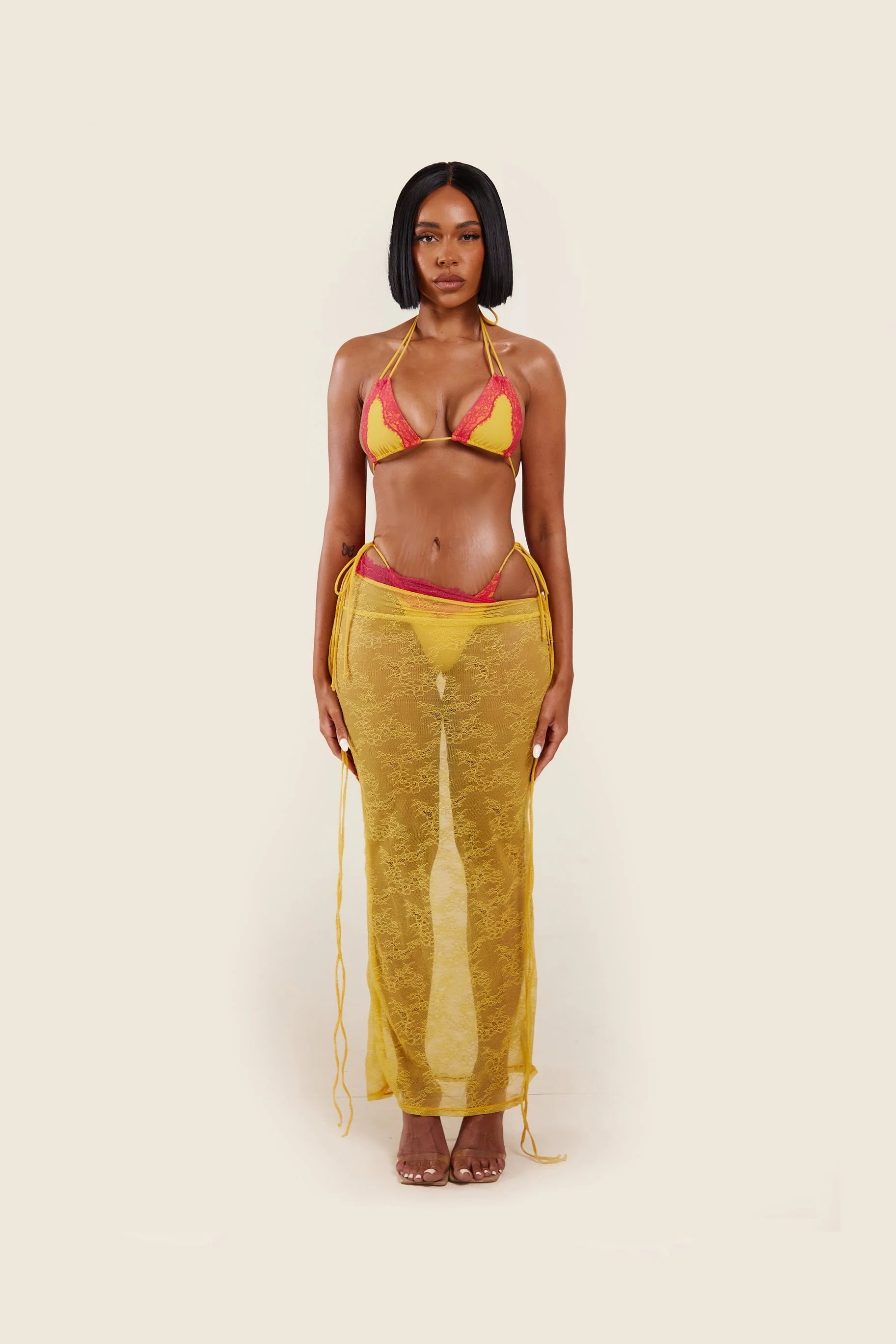 The Ray Lace Maxi Skirt in Orange - Image 2