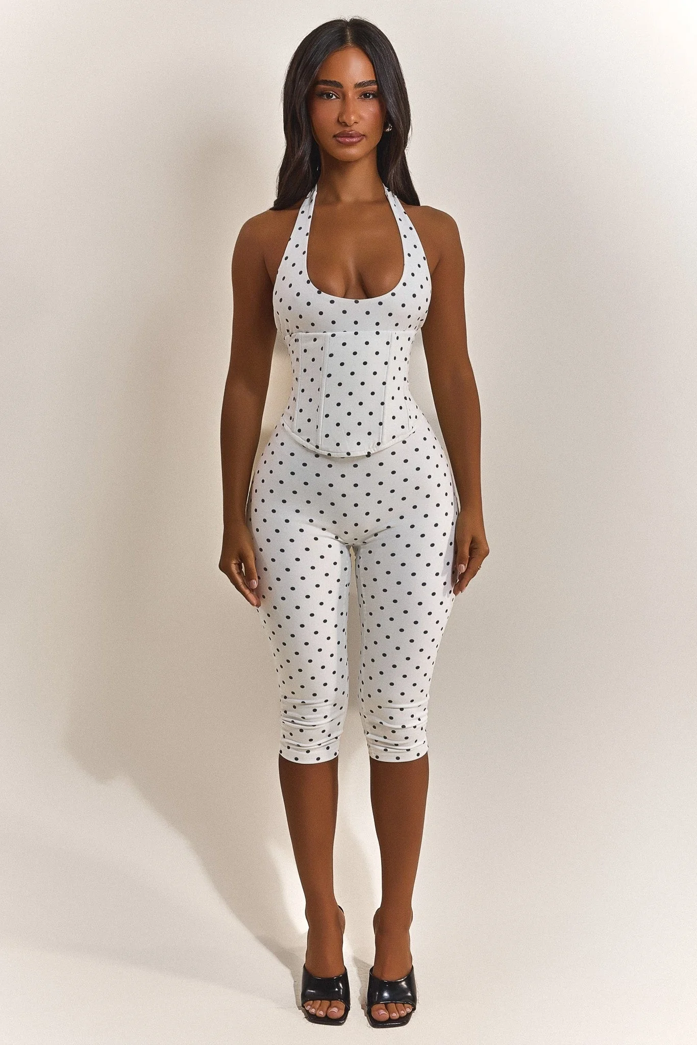 The Sandra Capri Jumpsuit in Polka Dot - Image 13