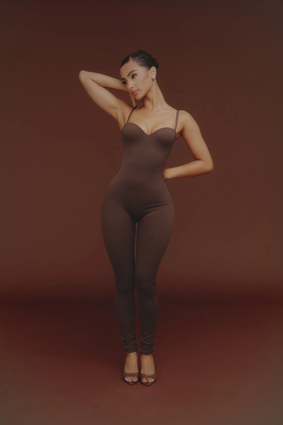 The Sculpt Jumpsuit in Brown - Image 9