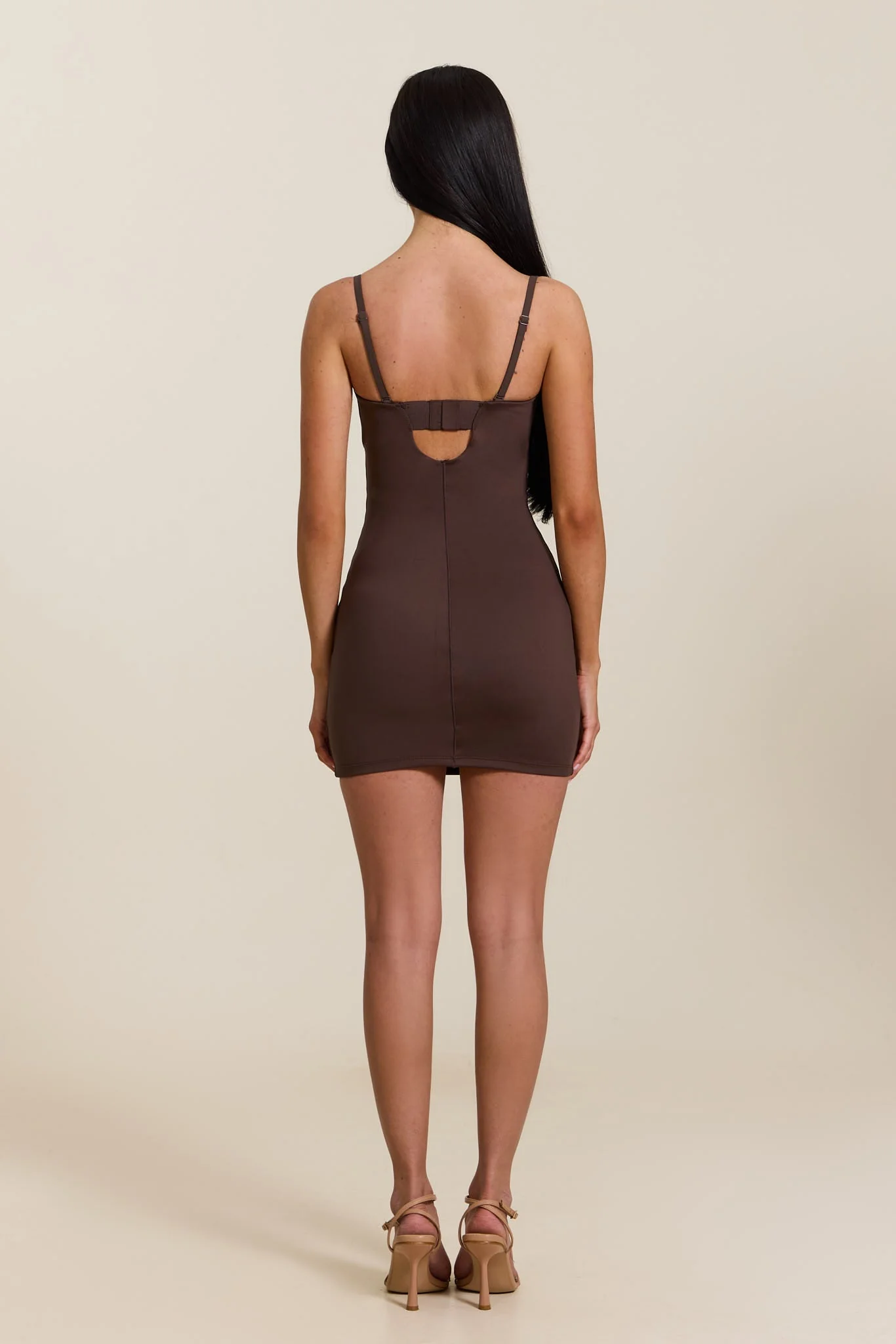 The Sculpt Mini Dress in Brown - Image 3