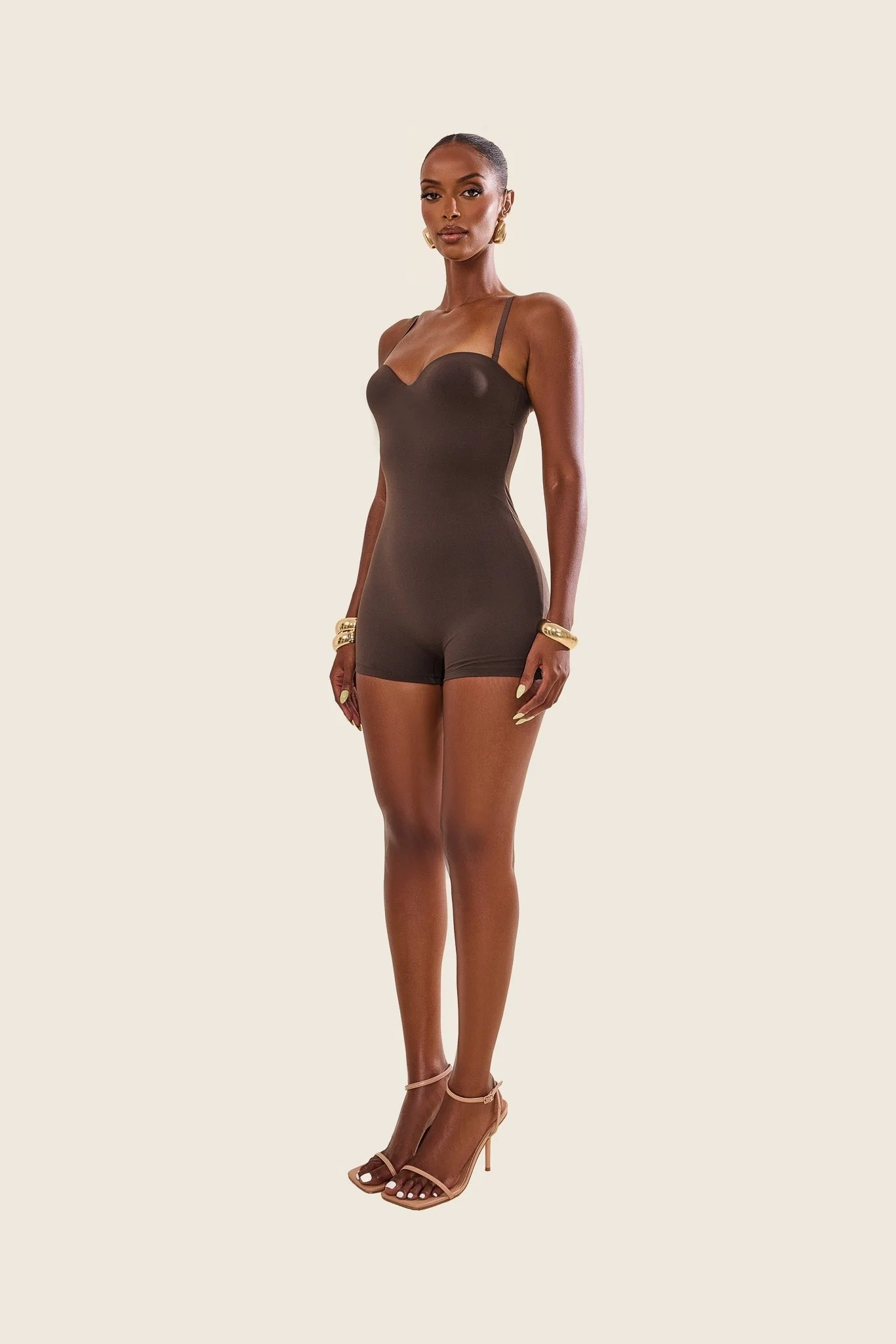 The Sculpt Playsuit in Brown - Image 17