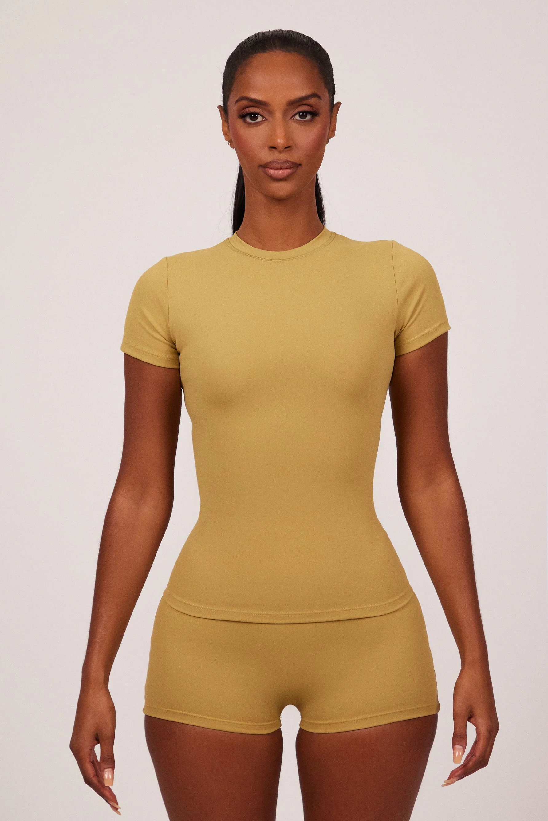 The Sculpt Short Sleeve Tee in Khaki