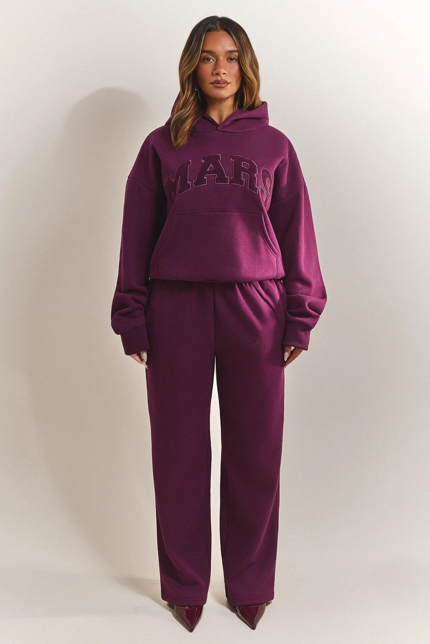 The Varsity Hoodie in Plum - Image 2