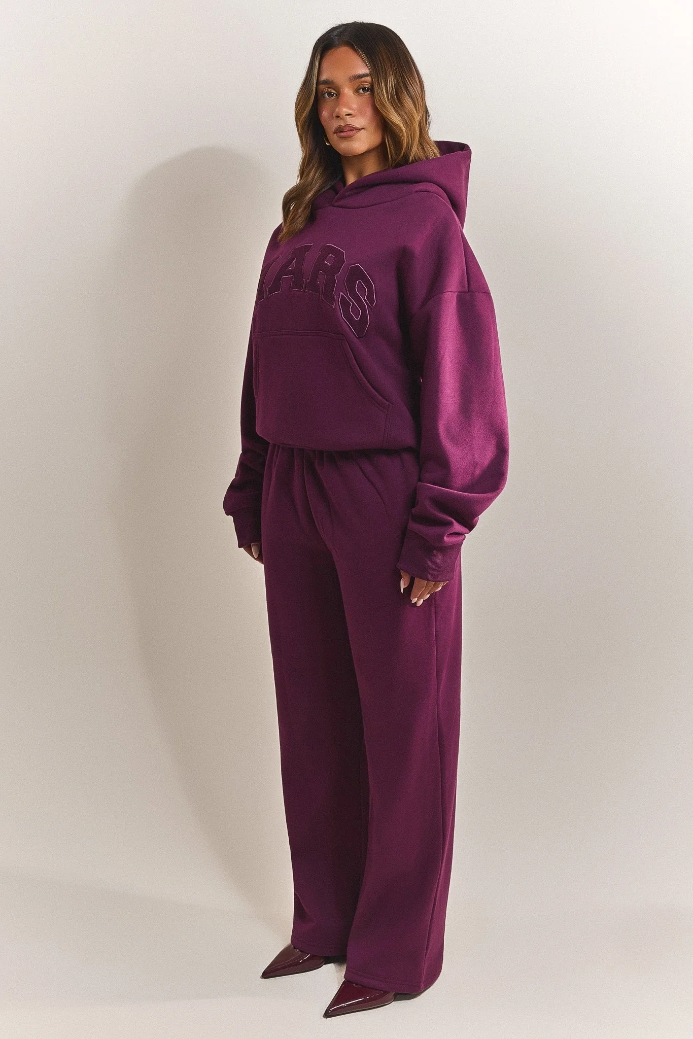 The Varsity Straight Leg Jogger in Plum - Image 2