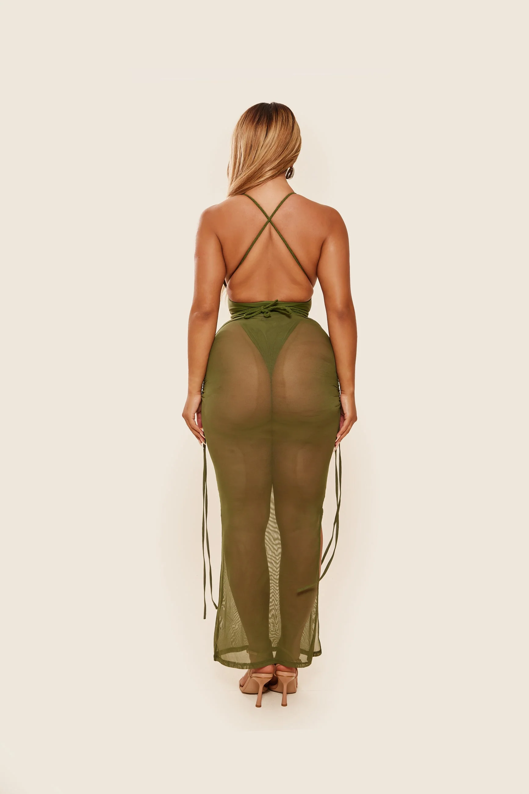 The Vela Cover-Up Maxi Skirt in Olive - Image 5