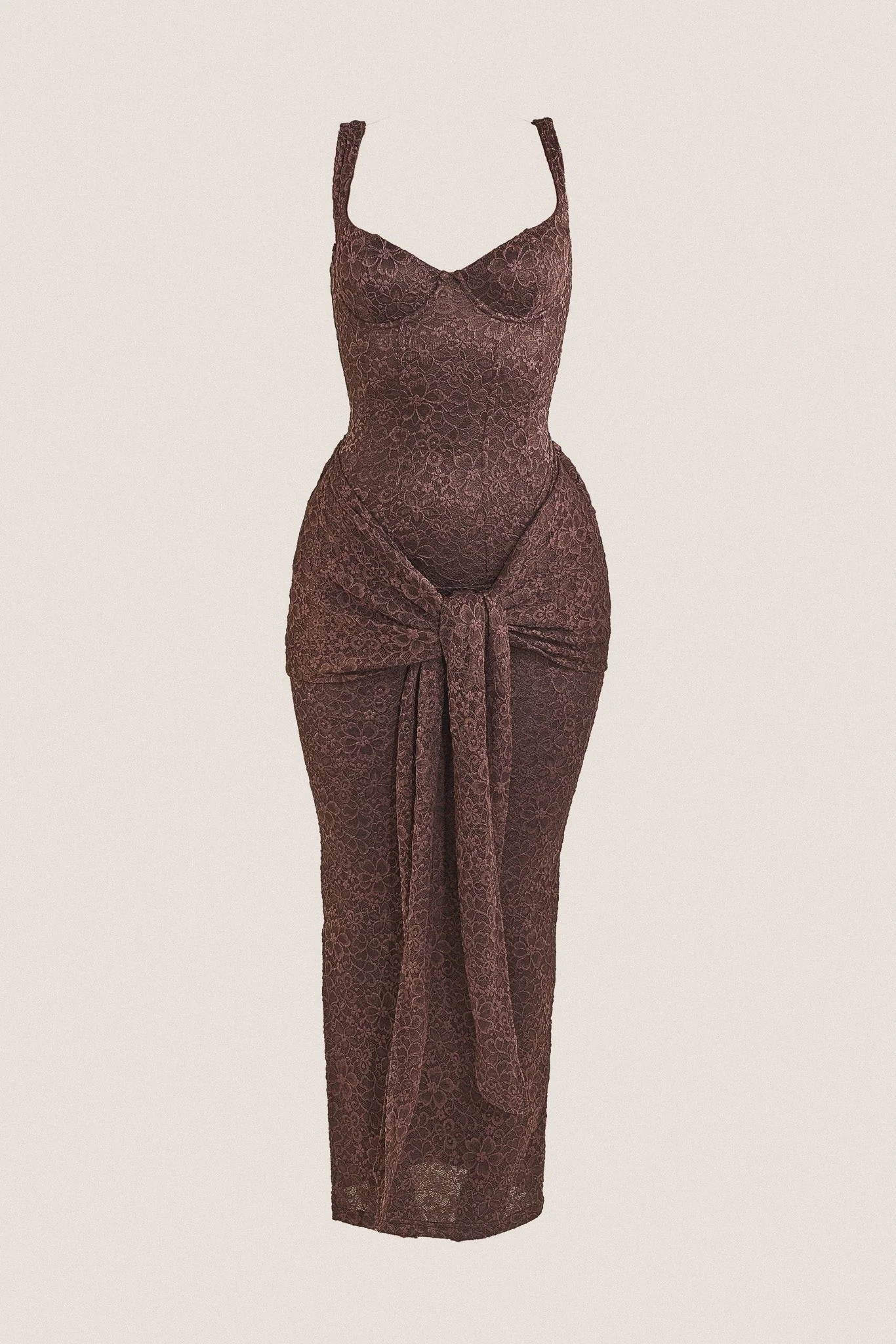 The Tie Front Maxi Dress in Brown - Image 5